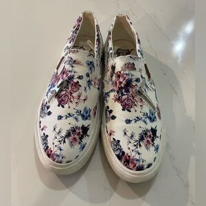 Blowfish Floral Canvas Sneakers - White, Pink, and Blue